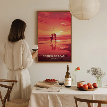 Coronado Beach Poster | San Diego California Coastal Wall Art | Framed or Unframed