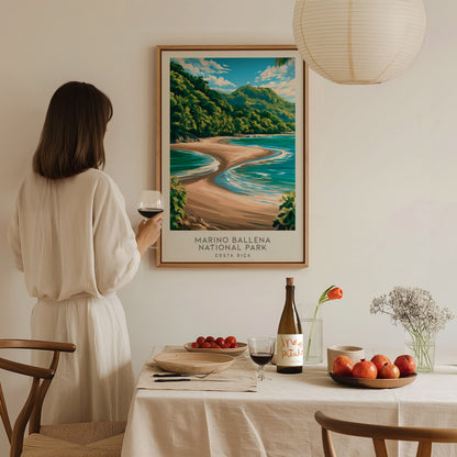 Marino Ballena National Park Matte Border Poster | Costa Rica Travel Wall Art — styled in a modern interior