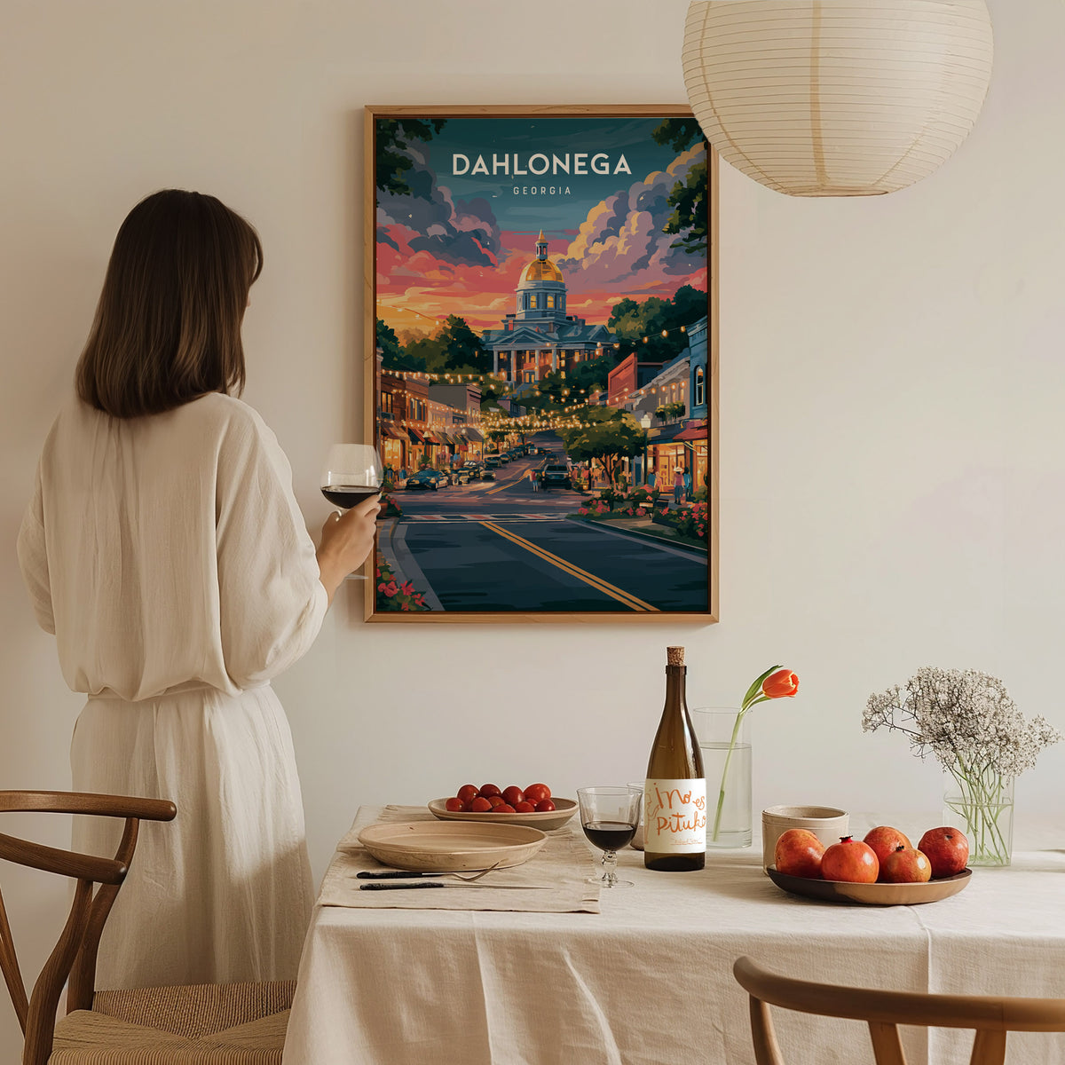Dahlonega, Georgia Poster | Gold Rush Mountain Town Wall Art — styled in a modern interior