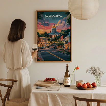 Dahlonega, Georgia Poster | Gold Rush Mountain Town Wall Art — styled in a modern interior