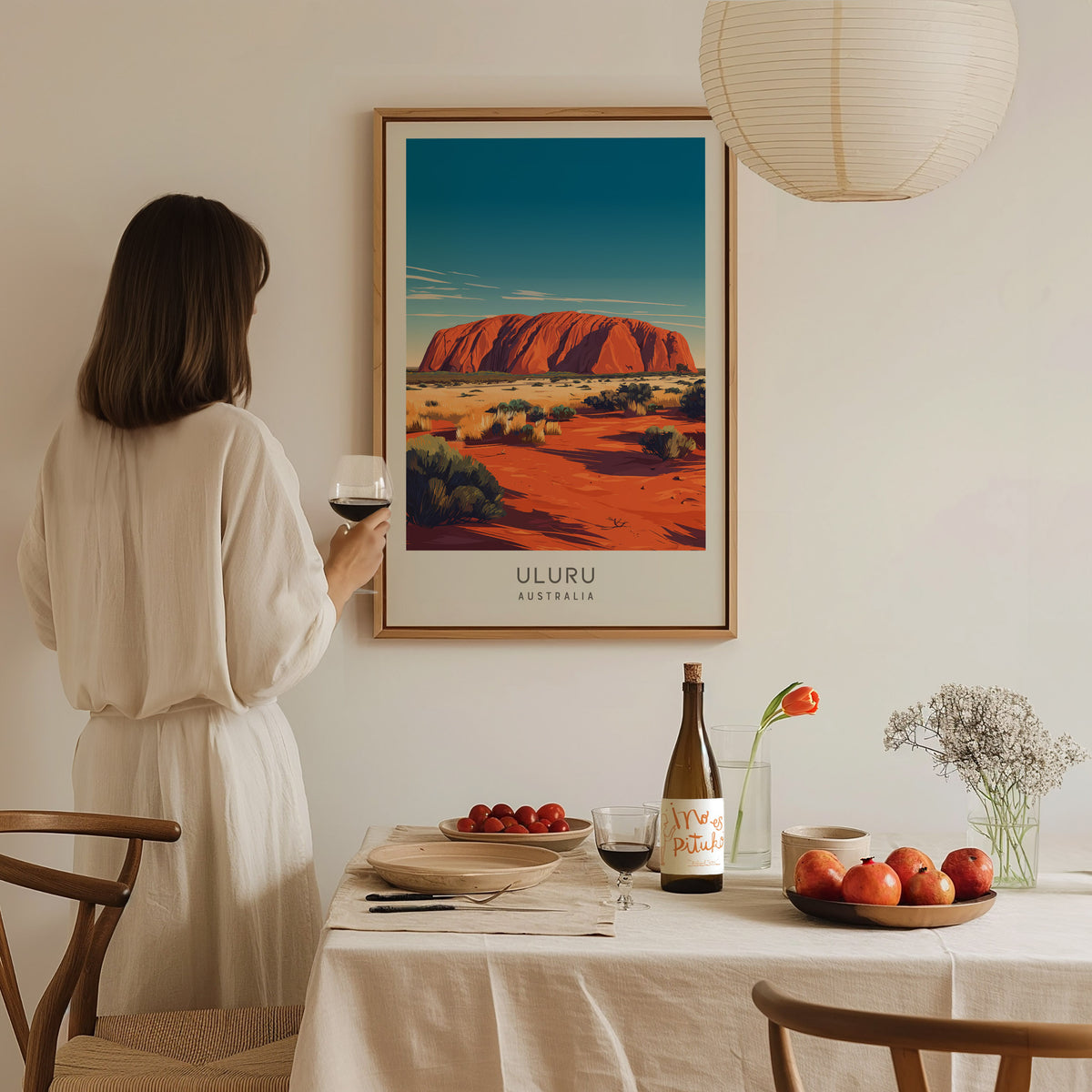 Uluru Matte Border Poster | Australia Travel Wall Art — styled in a modern interior