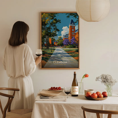 Clemson South Carolina Poster | College Town University Campus Wall Art
