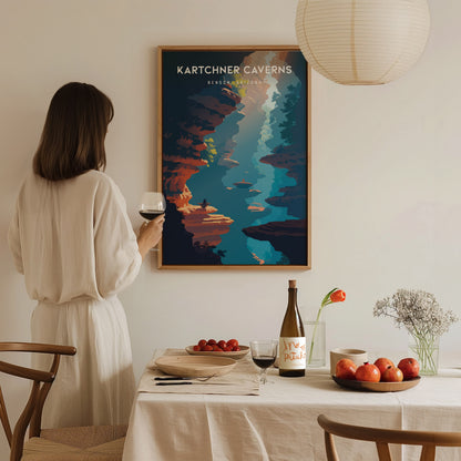 Kartchner Caverns, Benson, Arizona Poster | Underground Cave Destination Print Wall Art — styled in a modern interior
