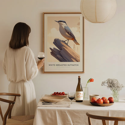 White-Breasted Nuthatch Poster | Minimalist Bird Art Birdwatcher Gift