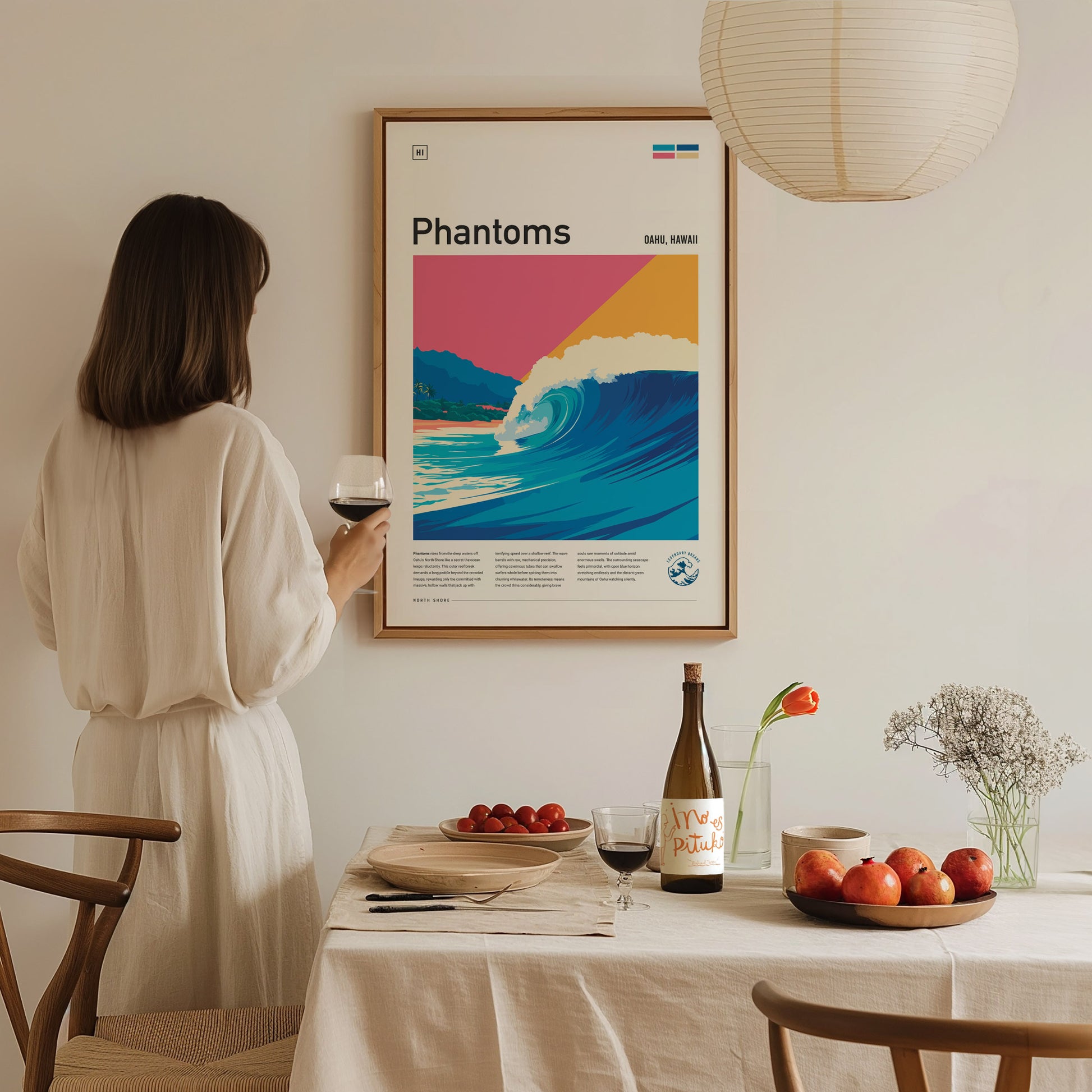 Phantoms, Hawaii Poster | Powerful North Shore Surf Wall Art — styled in a modern interior
