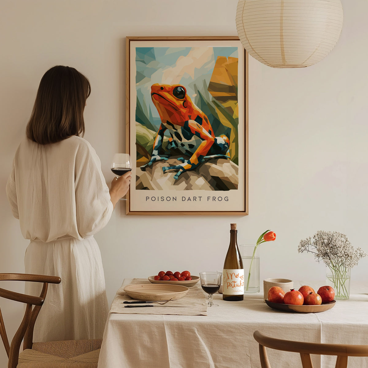 Poison Dart Frog Poster | Vibrant Rainforest Wildlife Art Wall Art — styled in a modern interior