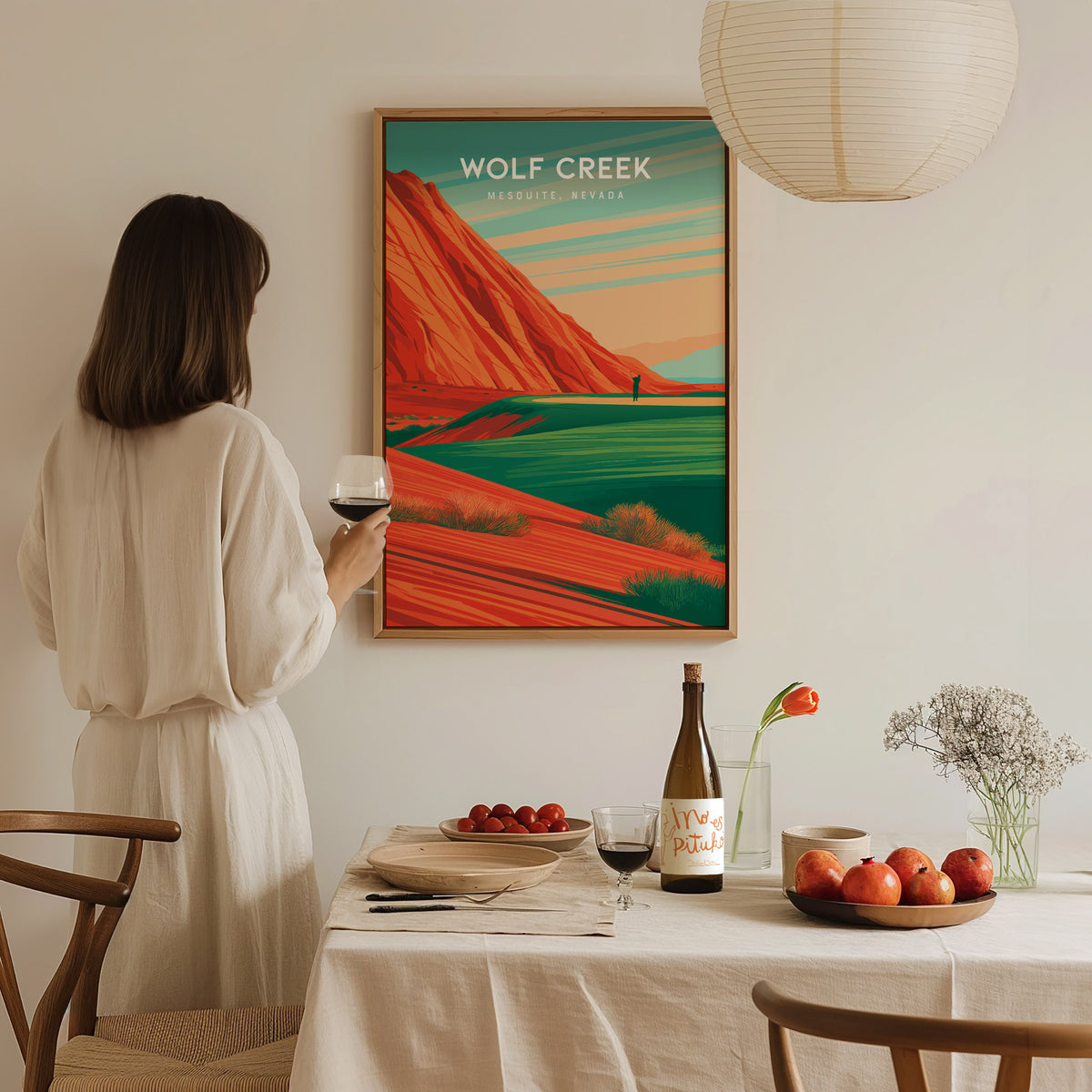 Wolf Creek Golf Club, Mesquite, Nevada Poster | Desert Canyon Links Golfer Gift Wall Art — styled in a modern interior