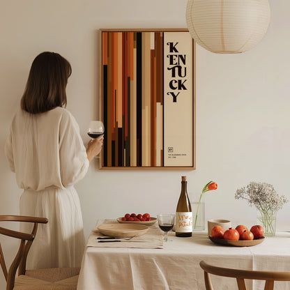 Kentucky The Bluegrass State Poster Abstract Bourbon Wall Art