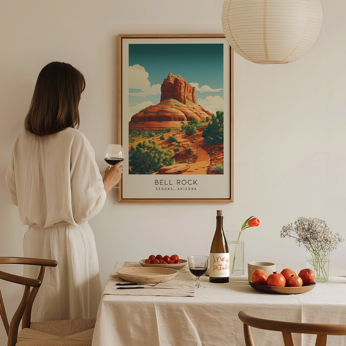 Bell Rock Matte Border Poster | Sedona, Arizona Travel Wall Art — styled in a modern interior