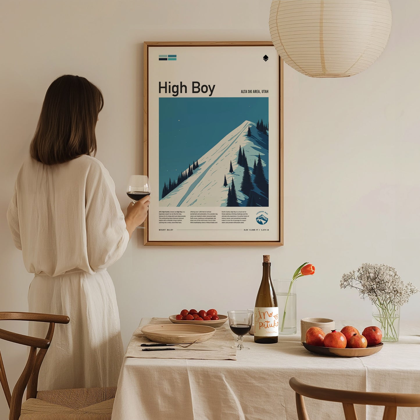 High Boy Ski Run Poster | Alta Ski Area Utah Wall Art