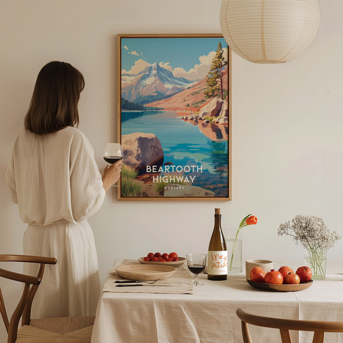 Beartooth Highway, Montana Poster | Alpine Mountain Pass Scenic Wall Art — styled in a modern interior