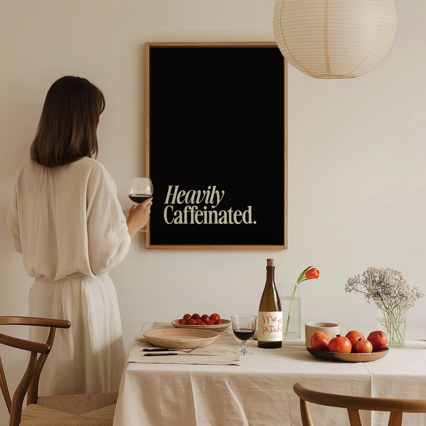 Heavily Caffeinated Poster | Coffee Lover Typography Wall Art