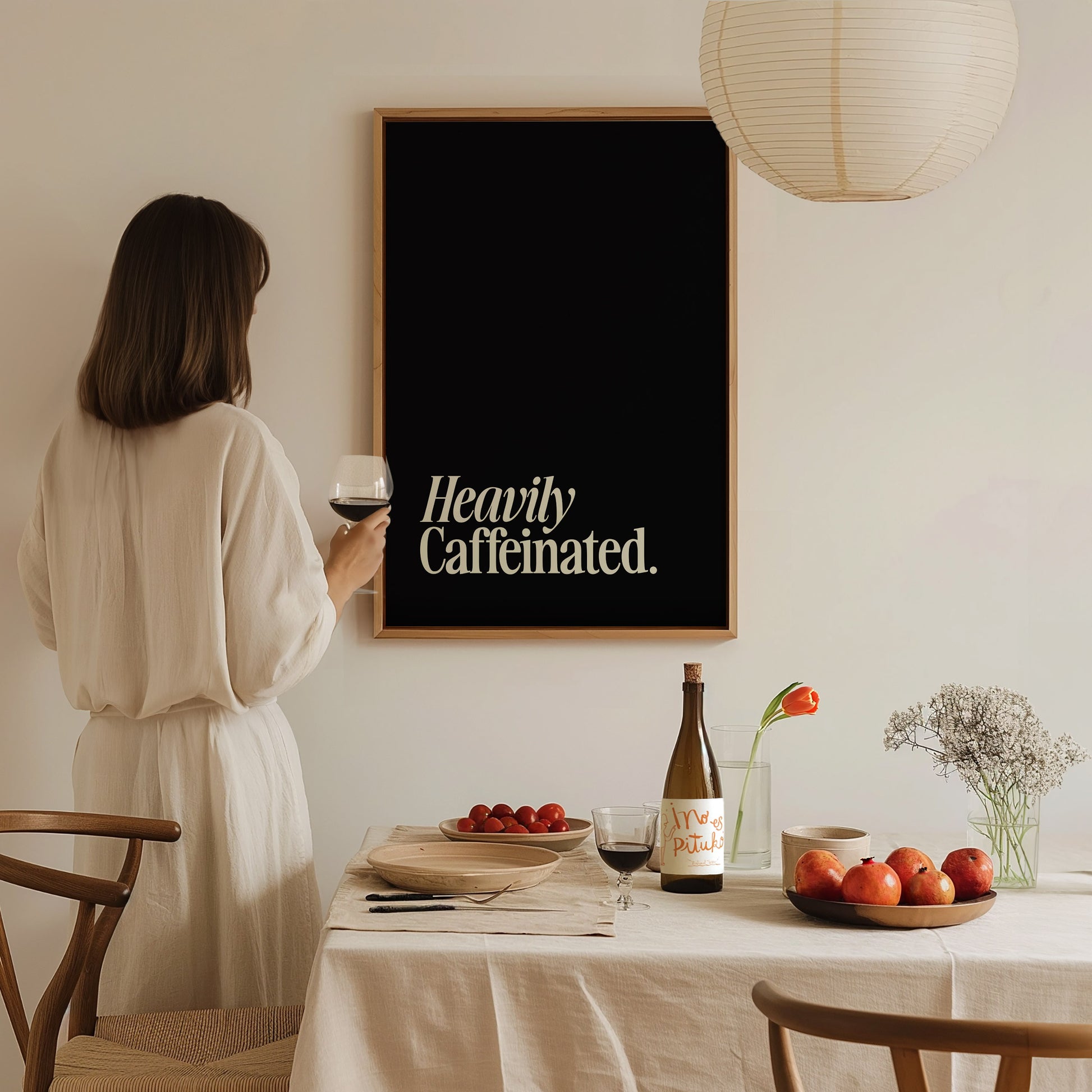 Heavily Caffeinated Poster | Coffee Lover Typography Wall Art