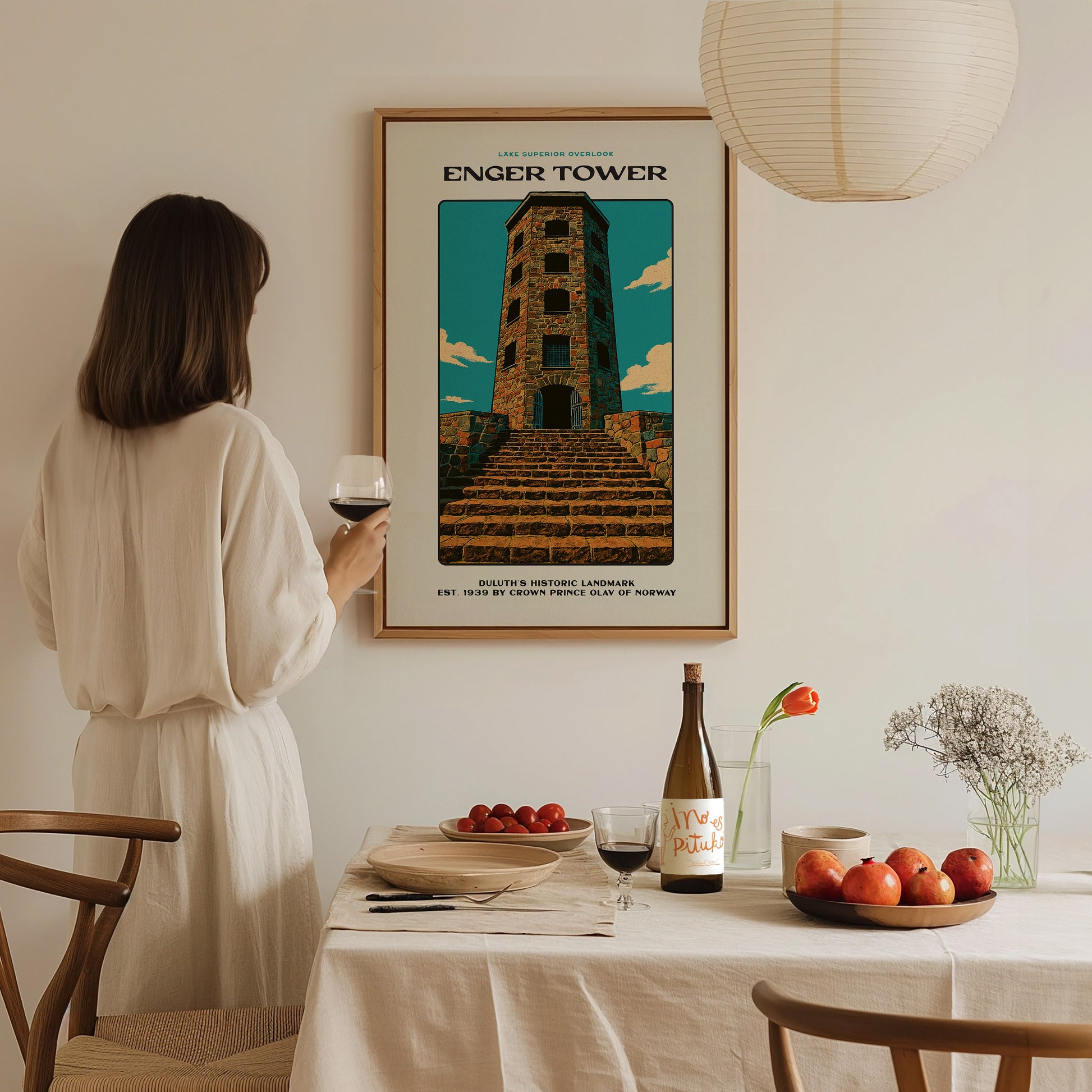Enger Tower Block Print | Duluth Minnesota Vintage Wall Art