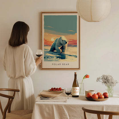 Polar Bear, Arctic Wildlife Poster | Majestic Ice Kingdom Explorer Wall Art — styled in a modern interior