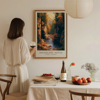 Smugglers' Notch Matte Border Poster | Stowe, Vermont Travel Wall Art — styled in a modern interior