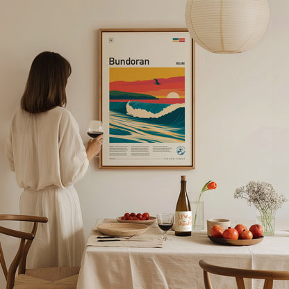 Bundoran, Ireland Poster | Wild Atlantic Surf Village Wall Art — styled in a modern interior