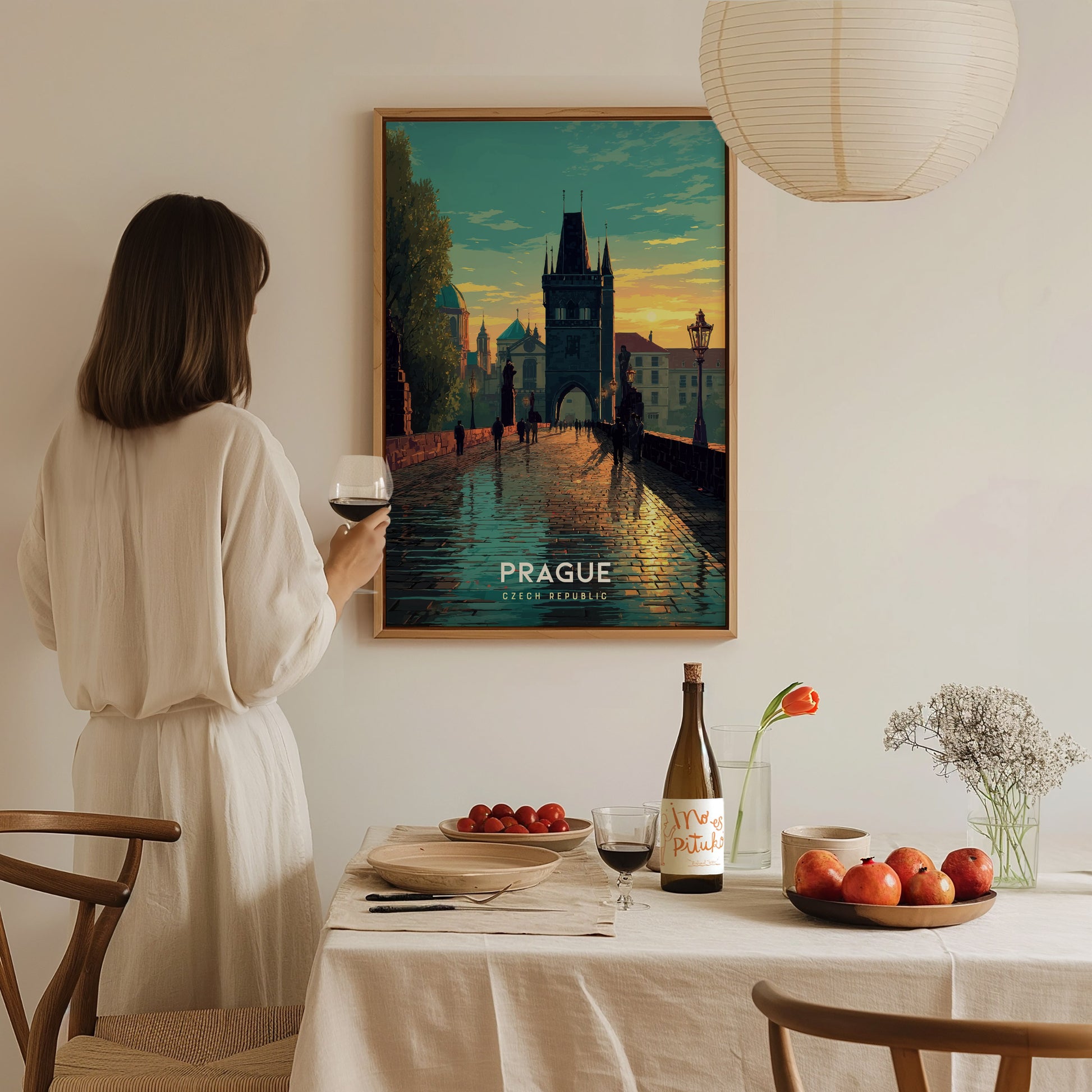 Prague Poster | Charles Bridge Sunset Art | Czech Republic Travel