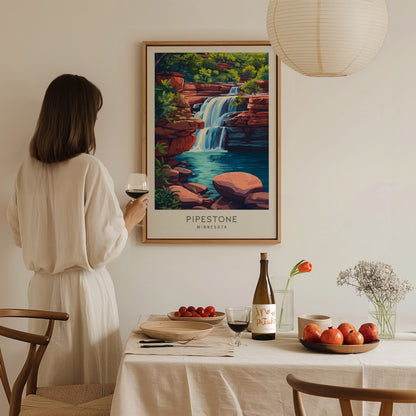 Pipestone Matte Border Poster | Minnesota Travel Wall Art — styled in a modern interior
