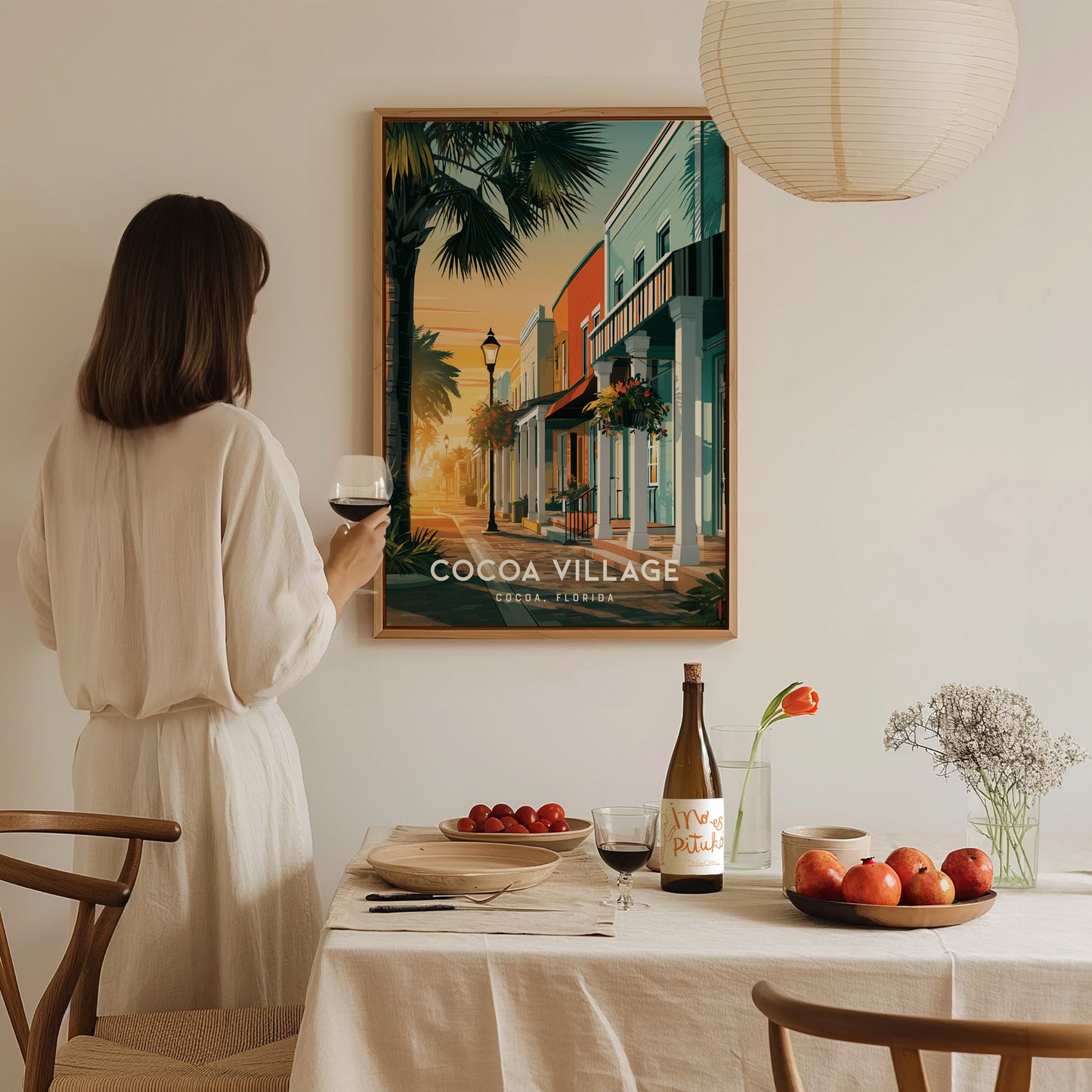 Cocoa Village, Florida Poster | Cocoa, Florida | Charming Riverfront Downtown Wall Art — styled in a modern interior