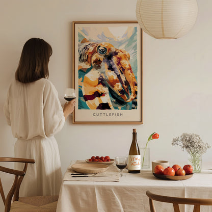 Cuttlefish Wildlife Poster | Vibrant Ocean Cephalopod Art Wall Art — styled in a modern interior