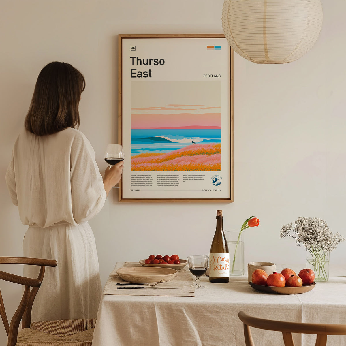 Thurso East, Scotland Poster | Rugged Surf Break Coastal Poster Wall Art — styled in a modern interior