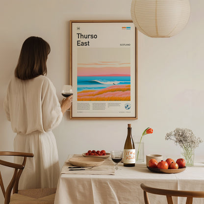 Thurso East, Scotland Poster | Rugged Surf Break Coastal Poster Wall Art — styled in a modern interior