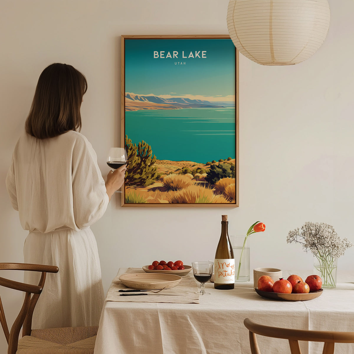 Bear Lake, Utah Poster | Beach House Decor Travel Gift Wall Art — styled in a modern interior