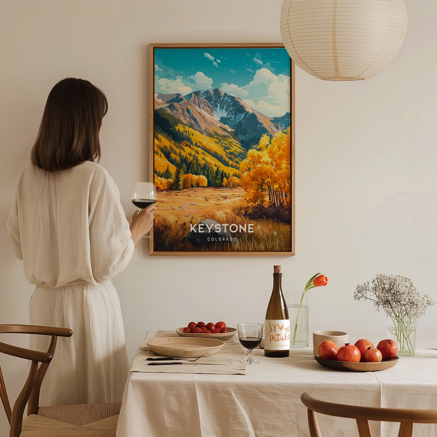 Keystone, Colorado Poster | Snow-Capped Peaks & Ski Village Wall Art — styled in a modern interior