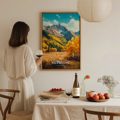 Keystone, Colorado Poster | Snow-Capped Peaks & Ski Village Wall Art — styled in a modern interior