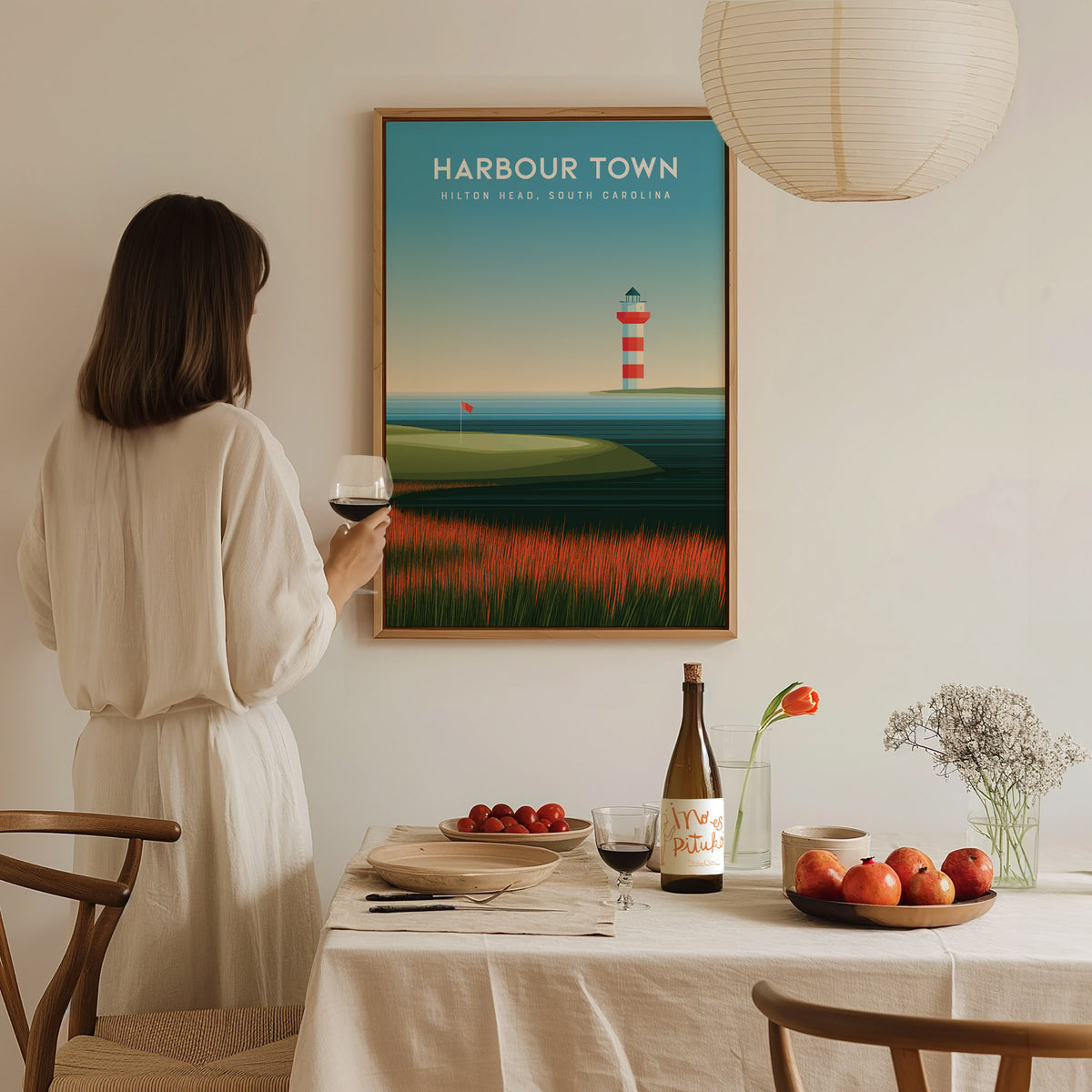 Harbour Town Golf Links, Hilton Head, South Carolina Poster | Iconic Lighthouse & Fairway Wall Art — styled in a modern inter