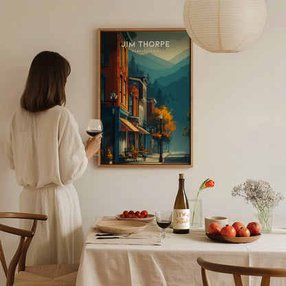 Jim Thorpe, Pennsylvania Poster | Historic Mountain Town Charm Wall Art — styled in a modern interior