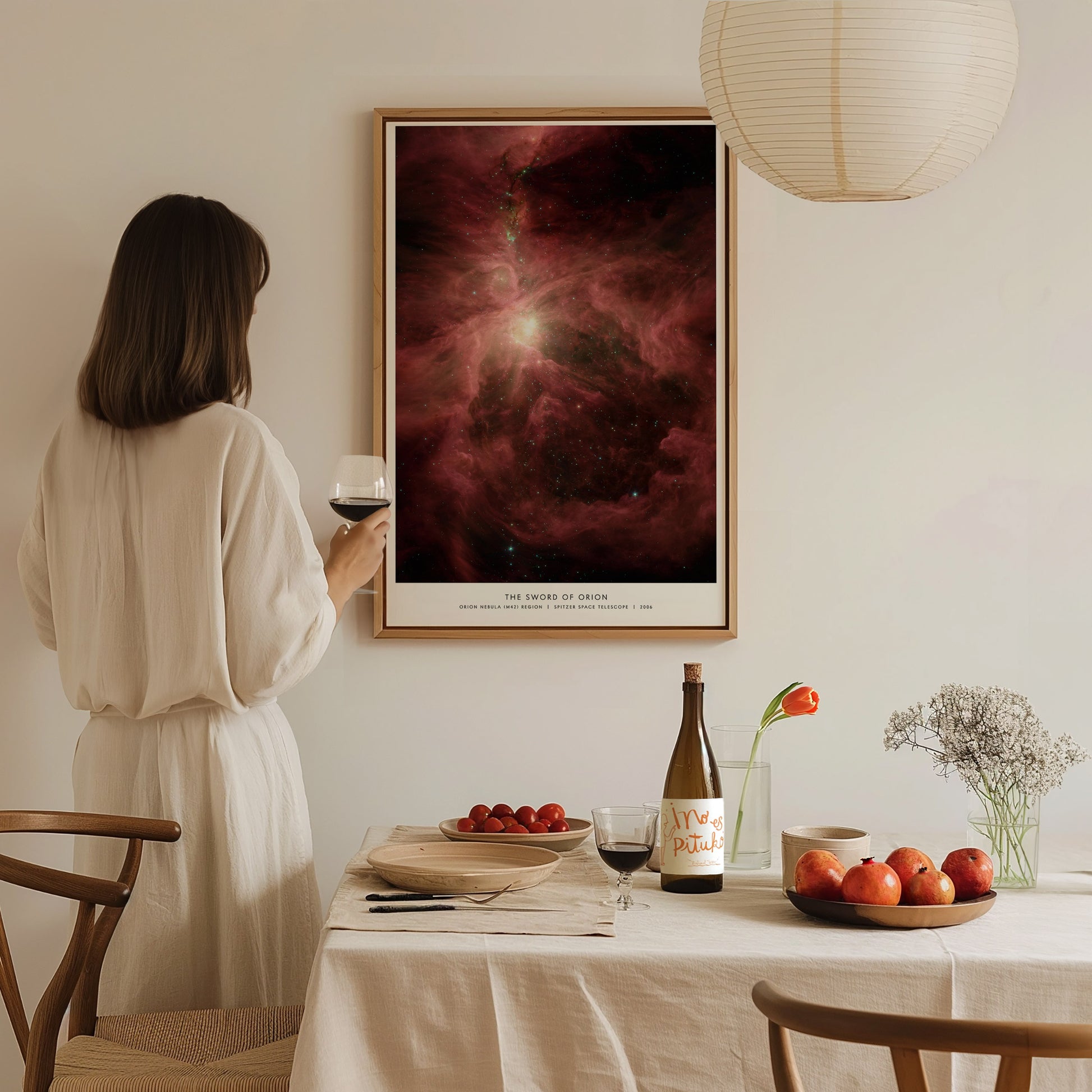 Sword of Orion Orion Nebula print in a floating frame canvas displayed on a clean white wall