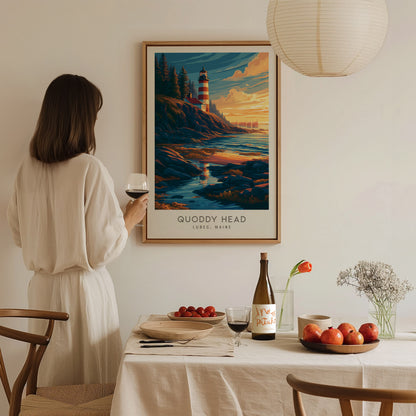 Quoddy Head Matte Border Poster | Lubec, Maine Coastal Beach Decor — styled in a modern interior