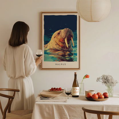 Walrus, Odobenus rosmarus Poster | Arctic Wildlife Majesty Wall Art — styled in a modern interior
