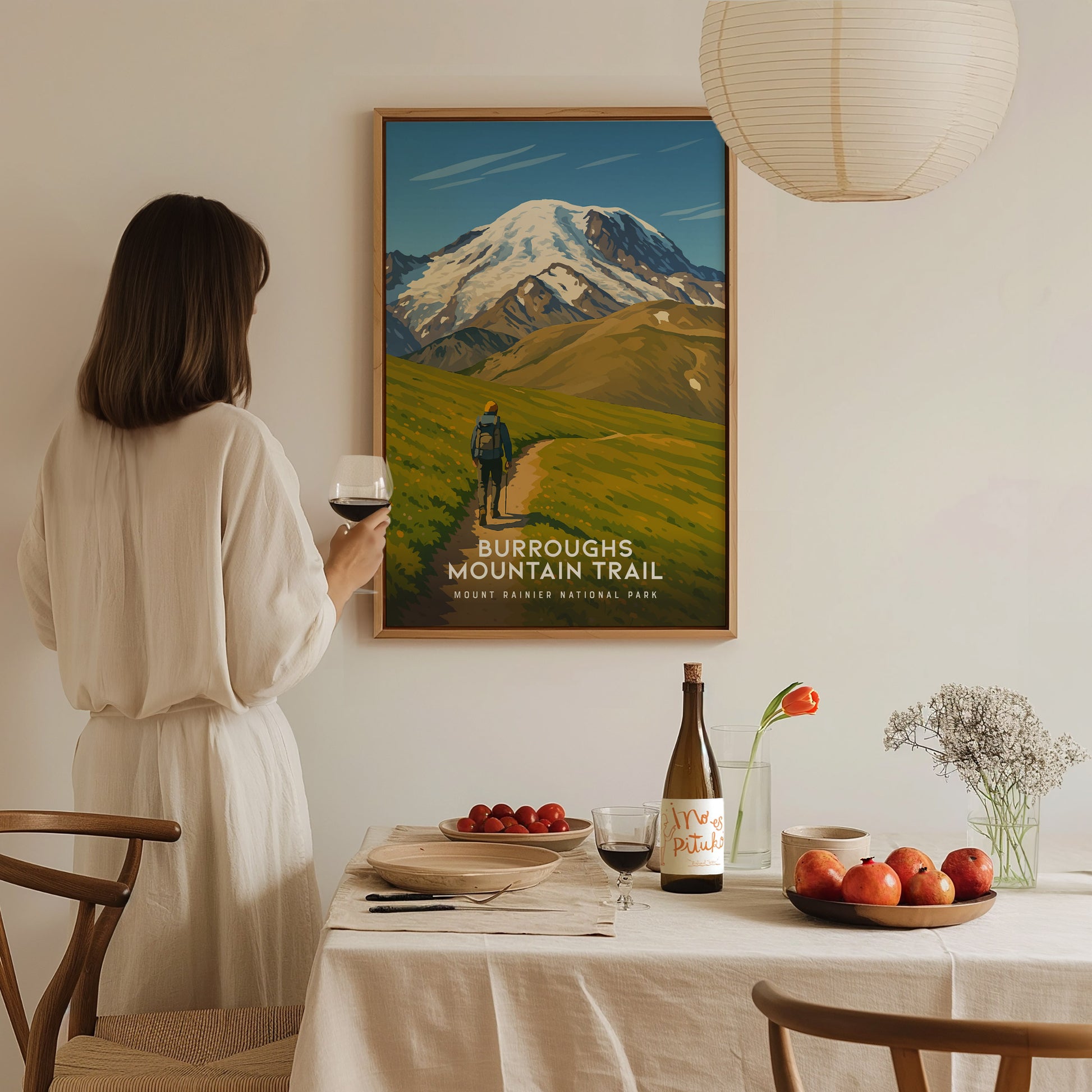 Burroughs Mountain Trail Poster | Mount Rainier National Park Wall Art Print | Framed or Unframed