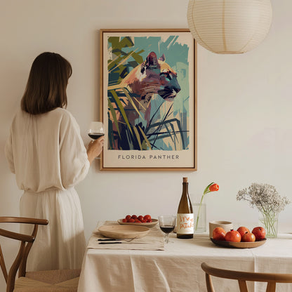 Florida Panther Poster | Big Cat Wildlife Floridian Wall Art | Framed or Unframed