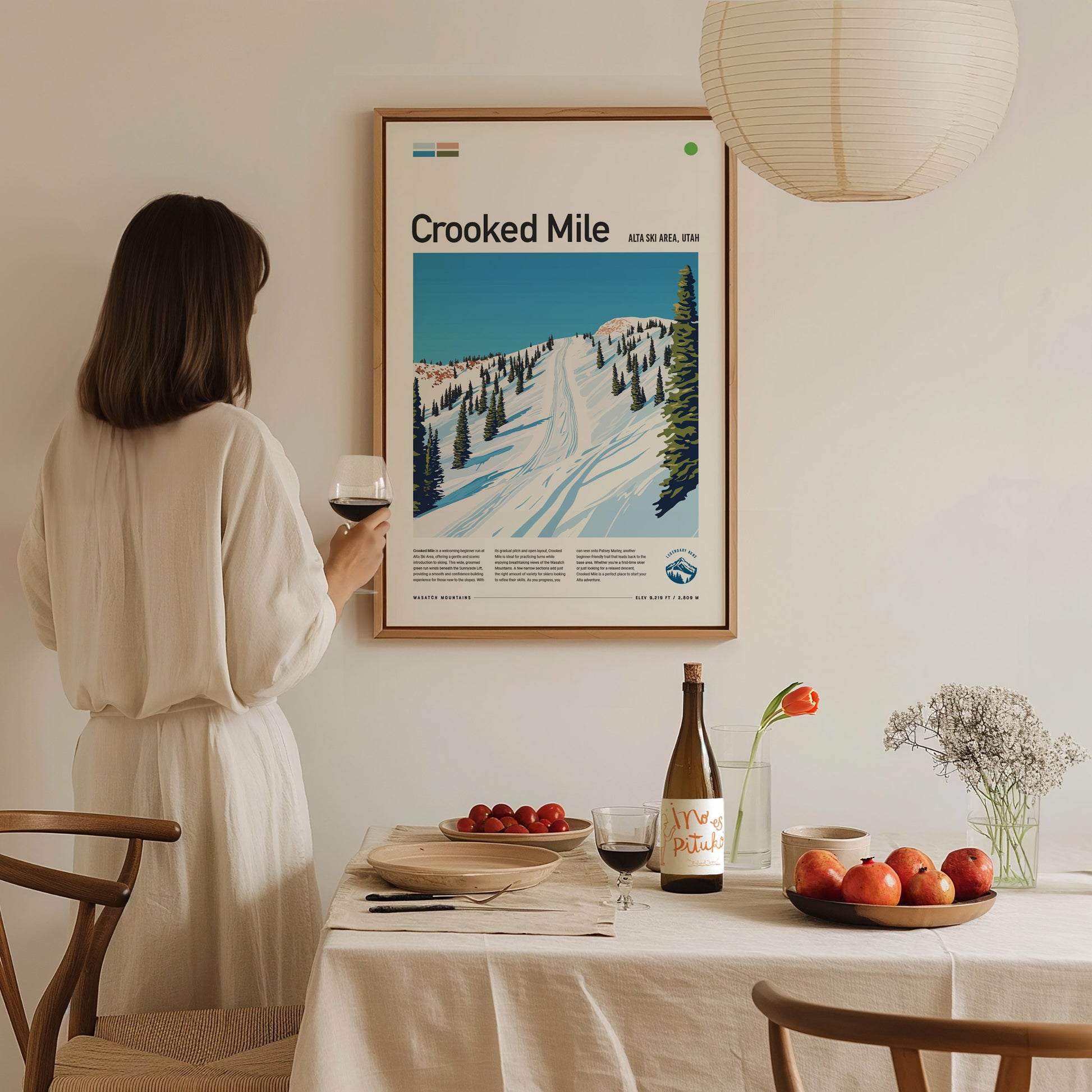 Crooked Mile Alta Ski Area Poster | Utah Skiing Resort Wall Art | Framed or Unframed