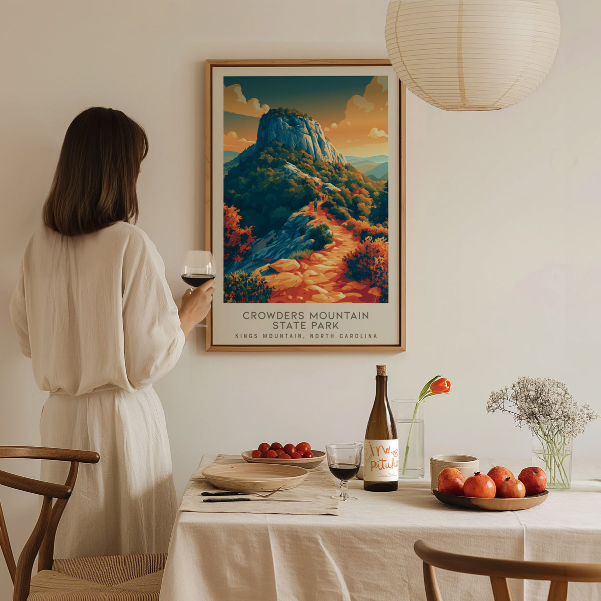 Crowders Mountain State Park Matte Border Poster | Kings Mountain, North Carolina Destination Print — styled in a modern inte