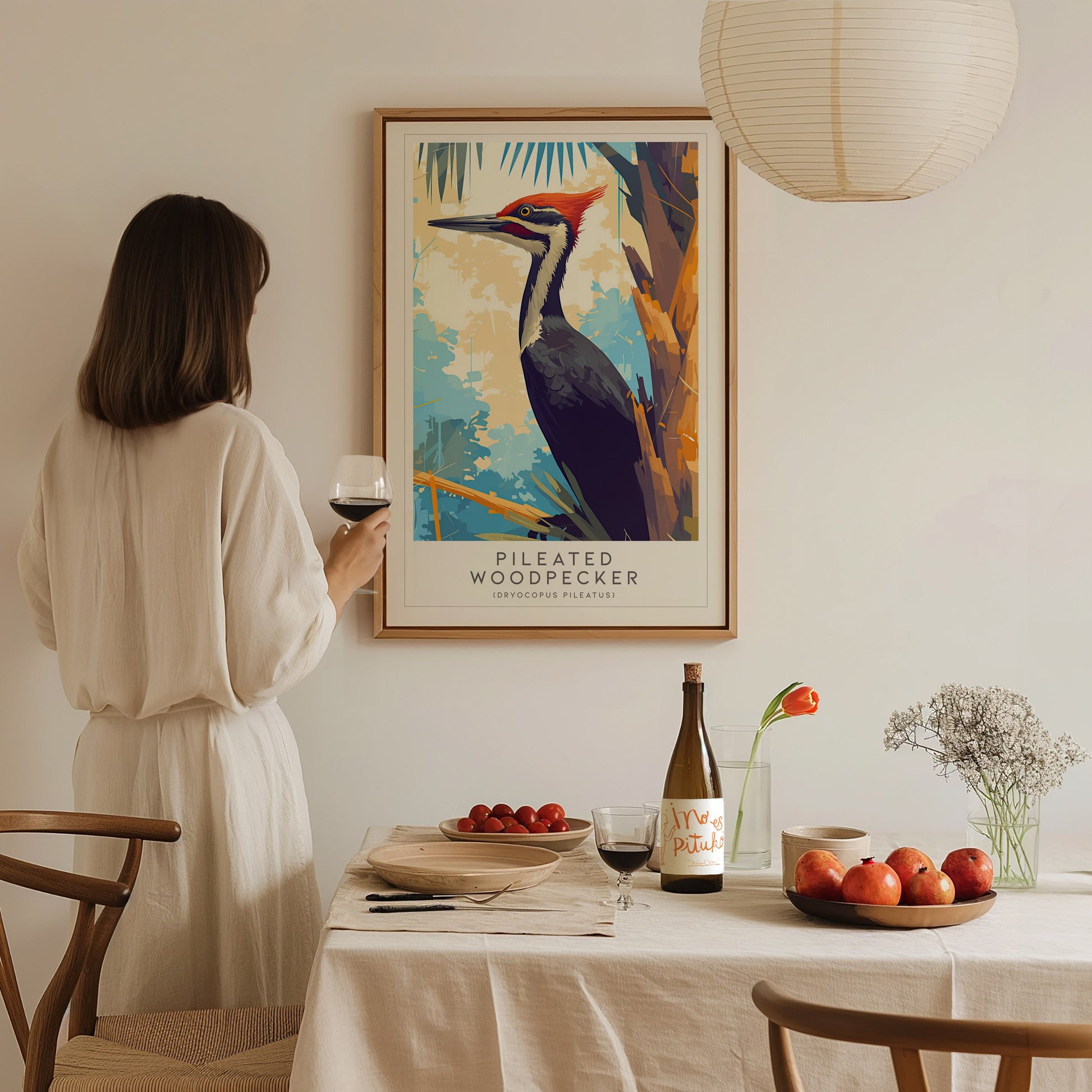 Pileated Woodpecker Poster | Modern Bird Wall Art Print