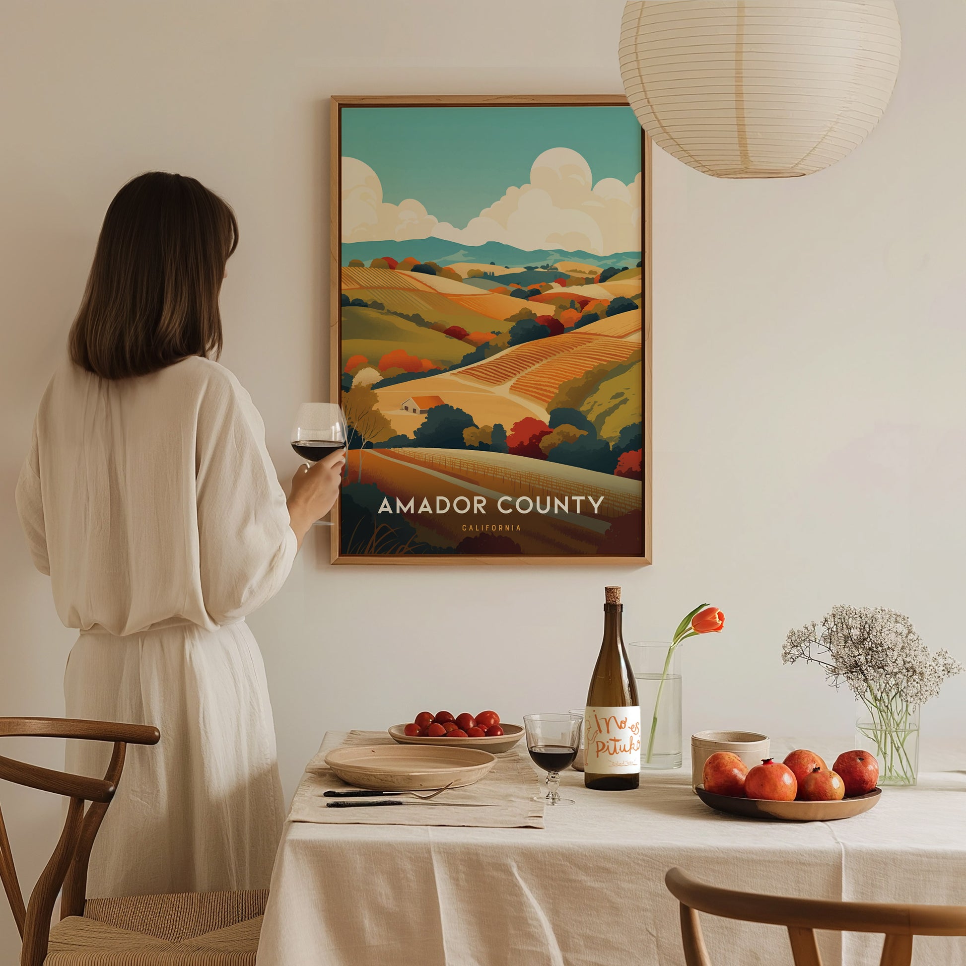 Amador County California Vineyards Poster | Wine Country Wall Art | Framed or Unframed