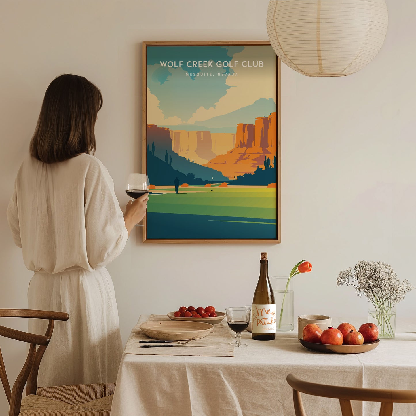 Wolf Creek Golf Club, Mesquite, Nevada Poster | Desert Canyon Links Golfer Gift Wall Art — styled in a modern interior