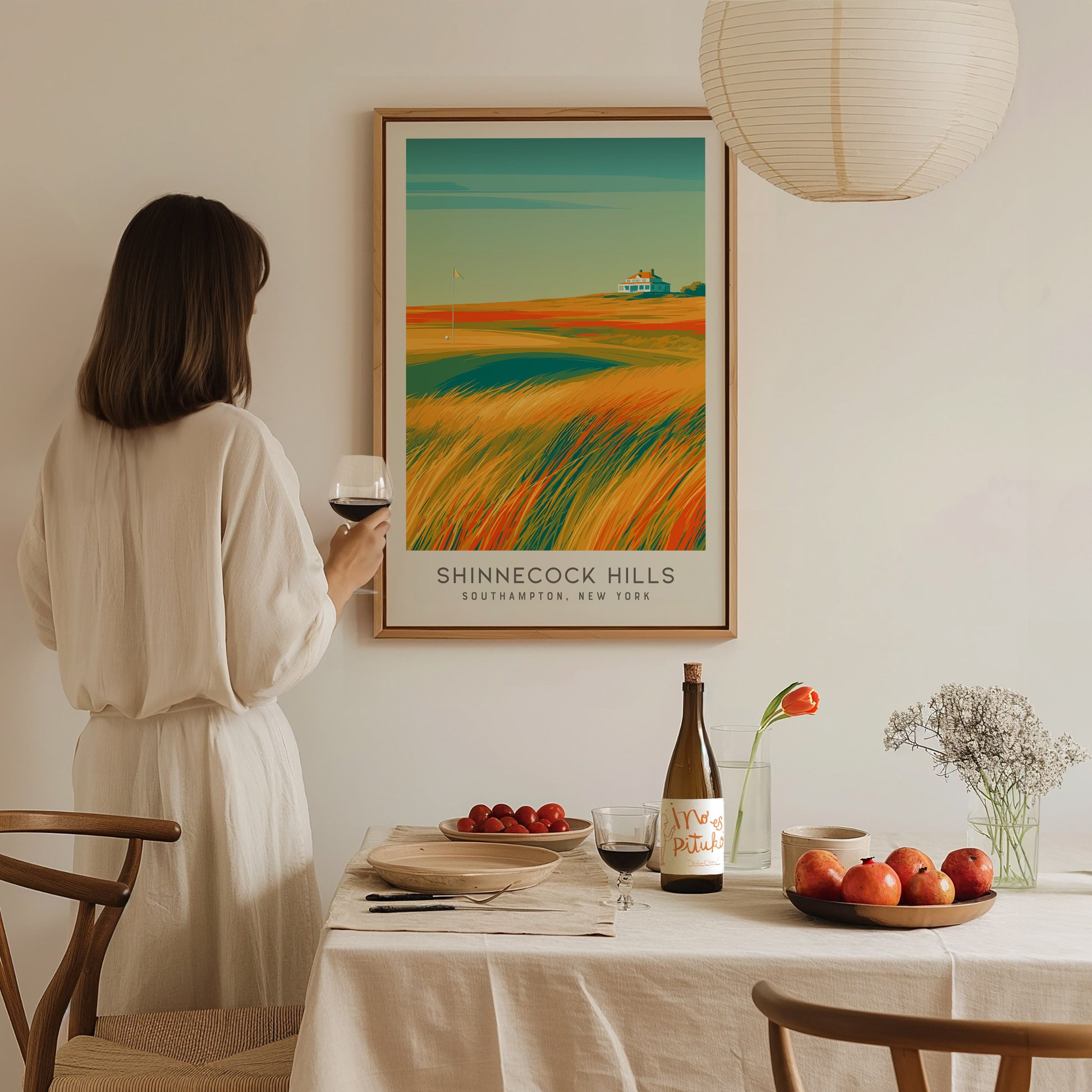 Shinnecock Hills Matte Border Poster | Southampton, New York Golf Wall Art & Country Club Decor — styled in a modern interior