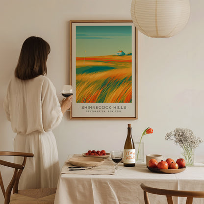 Shinnecock Hills Matte Border Poster | Southampton, New York Golf Wall Art & Country Club Decor — styled in a modern interior