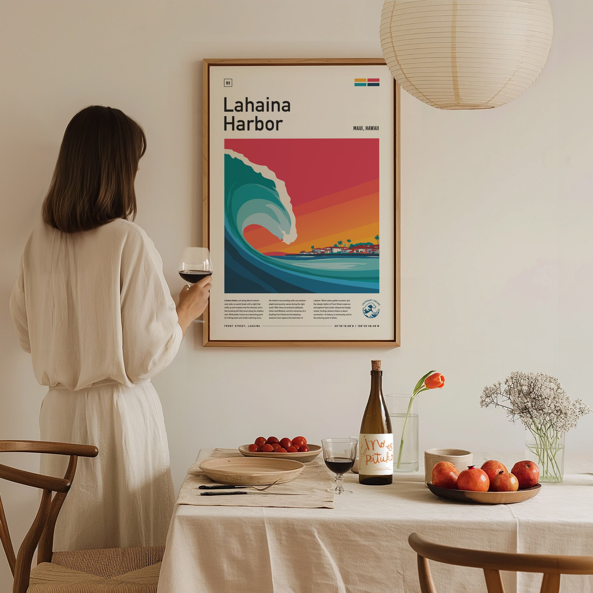 Lahaina Harbor Surf Poster | Maui Wave Art Print | Swell Scenes