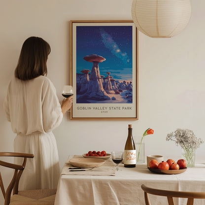 Goblin Valley State Park Matte Border Poster | Utah Destination Print Travel Wall Art — styled in a modern interior