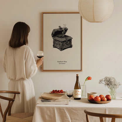 Pandora's Box Poster | Pyxis Pandorae Pen and Ink Print Vintage Scientific Illustration Wall Art — styled in a modern interio