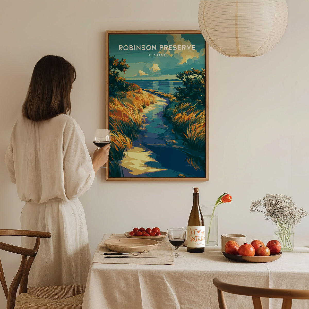 Robinson Preserve, Florida Poster | Mangrove Trails & Coastal Wetlands Wall Art — styled in a modern interior