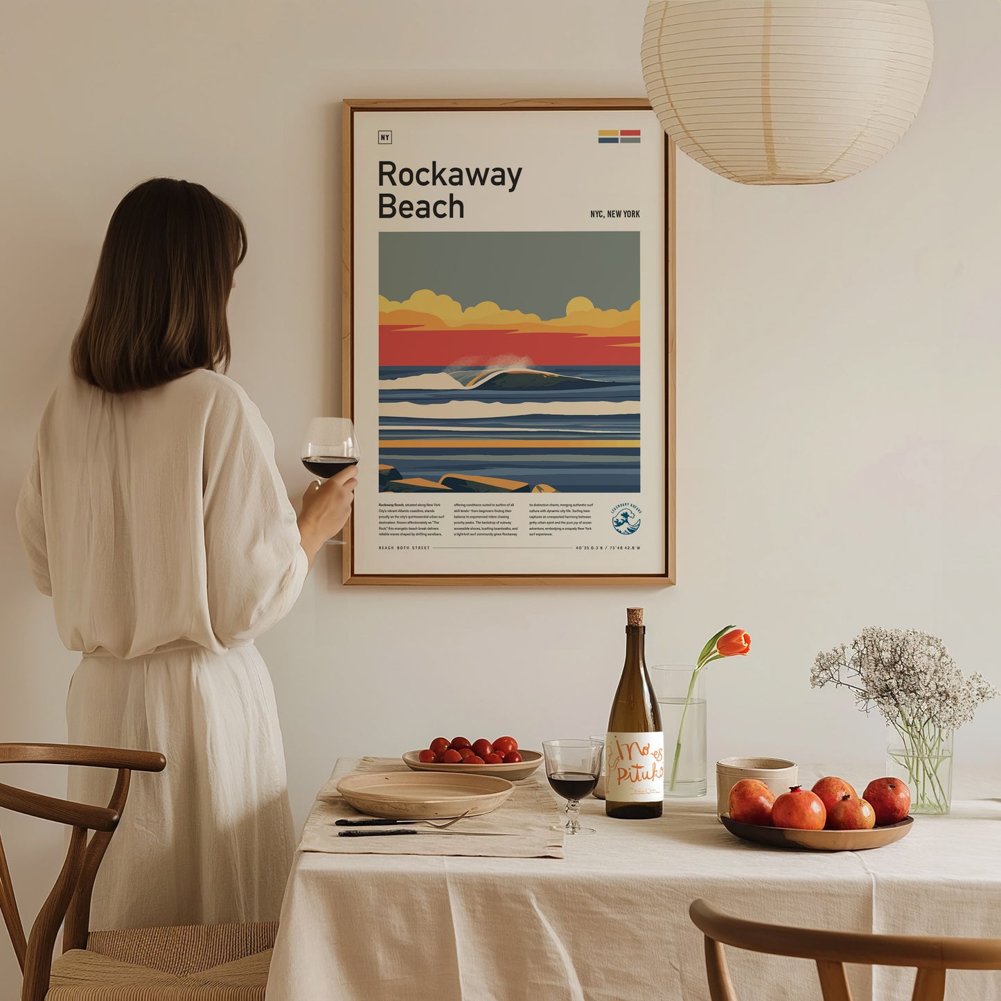 Rockaway Beach Surf Spot Poster | New York Surfer Wall Art