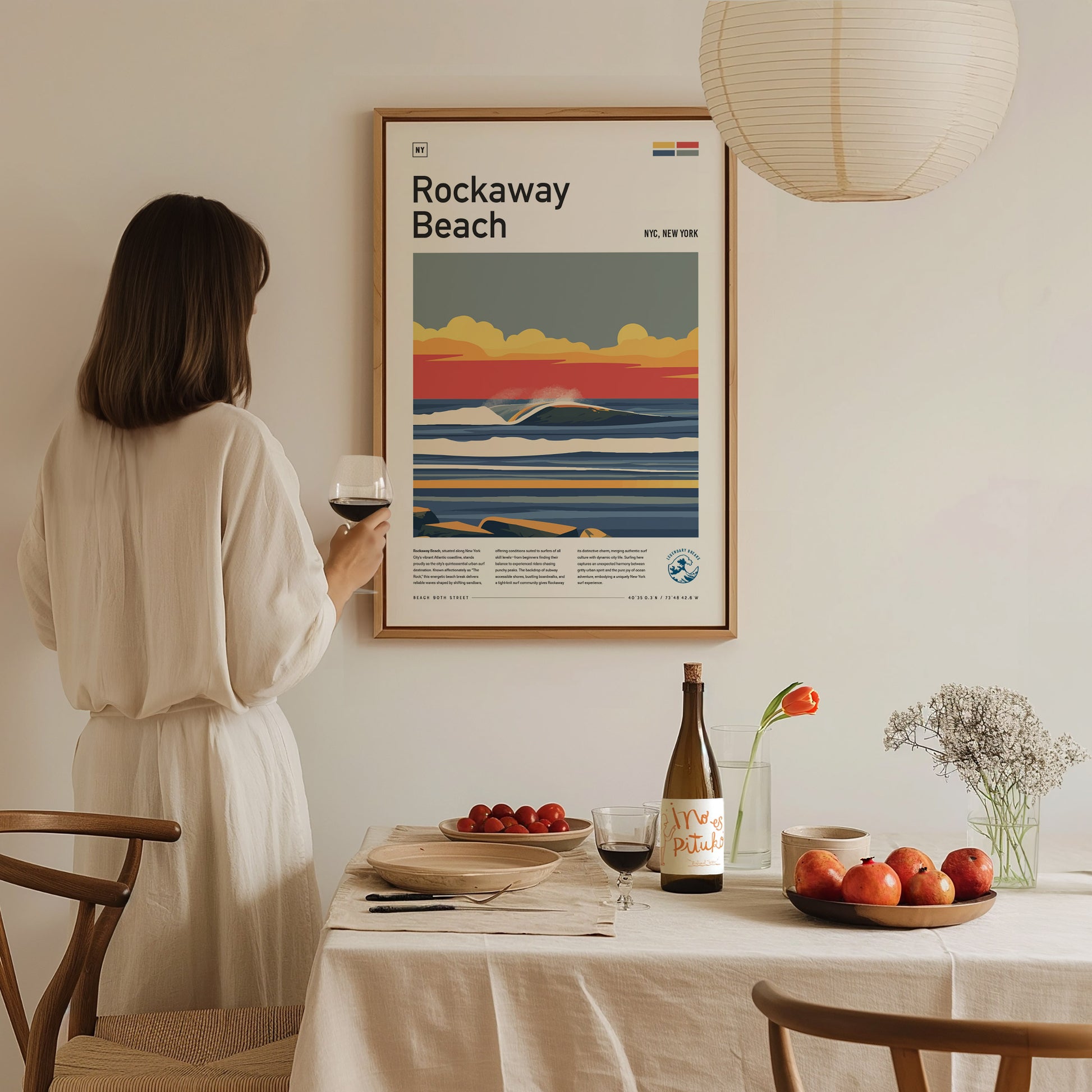 Rockaway Beach Surf Spot Poster | New York Surfer Wall Art